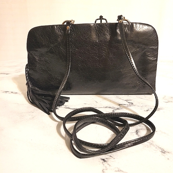 HOBO The Original Black Distressed Leather Crossbody Bag + Clutch + Wallet - Picture 2 of 10